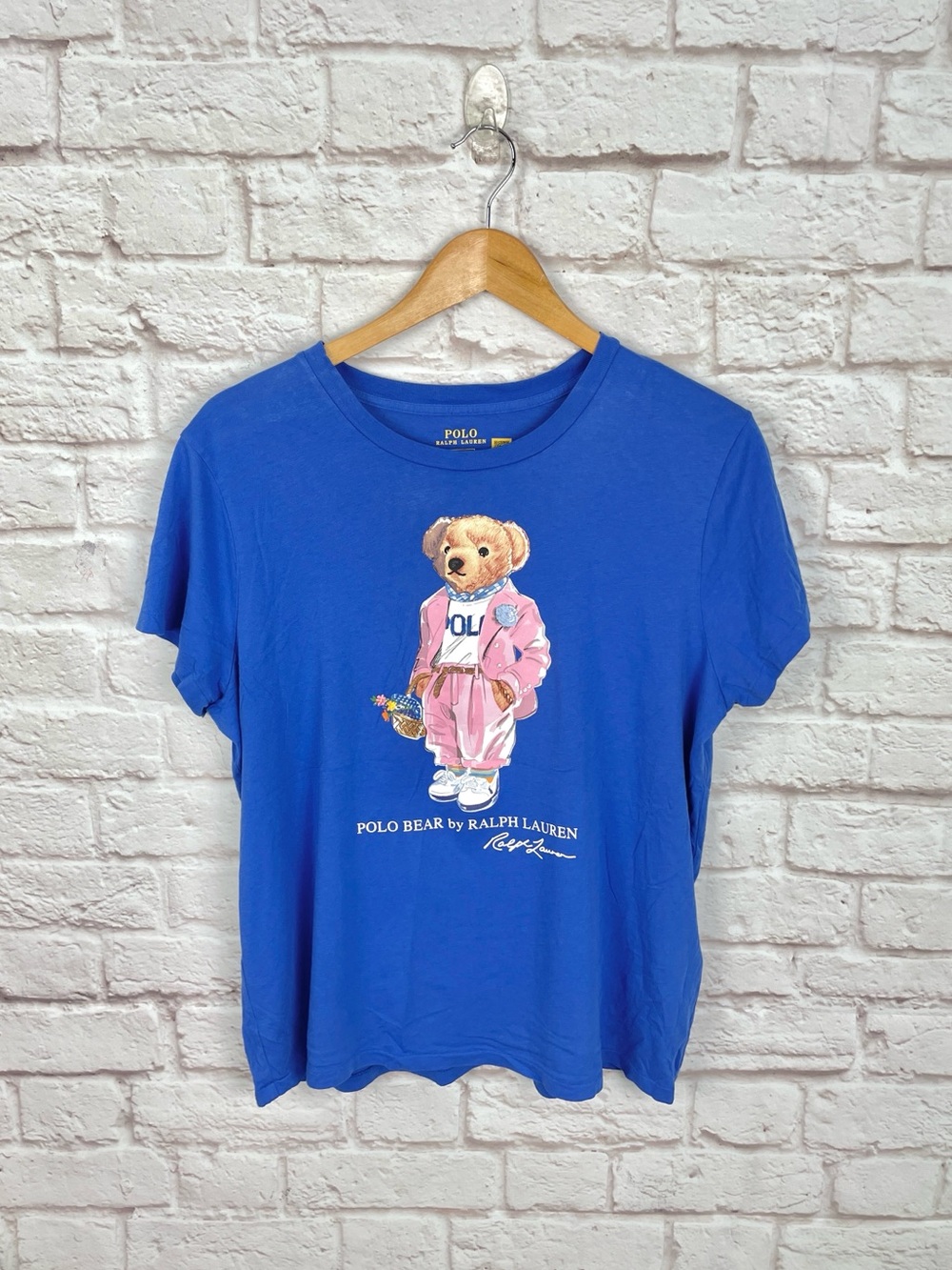 Picnic Polo Bear Polo Ralph Lauren Logo Blue T-Shirt Size L